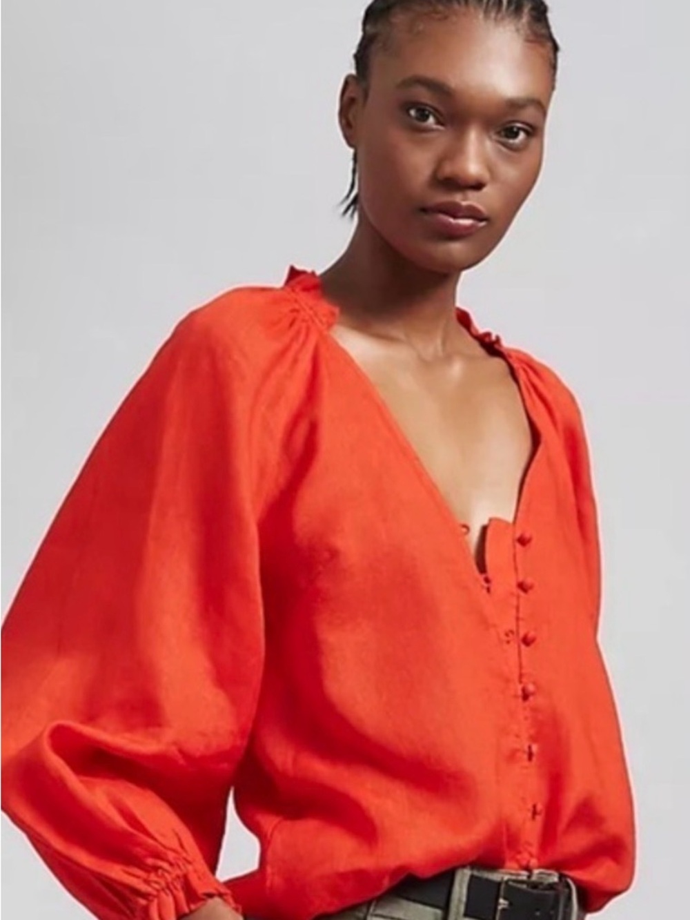 Anthropologie Maeve Women's Linen Top Balloon Sleeve Size Small